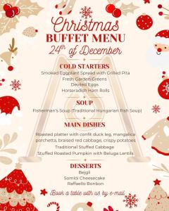 a flyer for a christmas buffet menu at Hotel Memories OldTown in Budapest