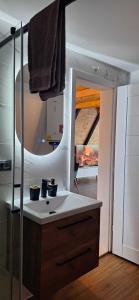 Nest for Rest في Vraneša: حمام مزود بحوض ومِرآة