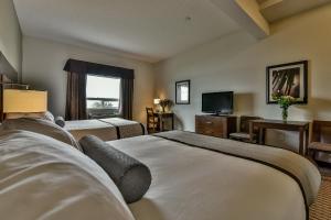 聖詹姆斯堡的住宿－美景酒店，酒店客房设有两张床和电视。