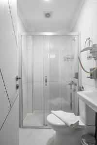 ein Badezimmer mit Dusche, Toilette und Waschbecken in der Unterkunft Family Istanbul Hotel in Istanbul + 50 Fotos