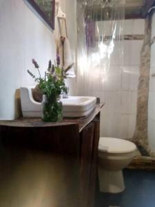 a bathroom with a toilet and a sink at Casa Iris del monte in La Pedrera