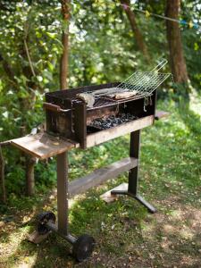 a barbecue grill sitting on top of a table at Kurija Inn in Hrašćina