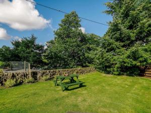 a green picnic table sitting in the grass at 2 Bed in Sanquhar 89402 in Sanquhar +8 photos