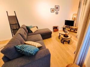 L'Atelier des rêves - Dream apartment for 6 في ليل: غرفة معيشة مع أريكة وتلفزيون