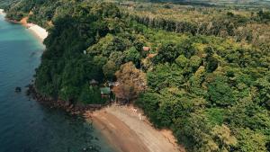 Luftaufnahme einer Insel mit Bäumen und einem Strand in der Unterkunft Ao Siri Beach Bungalow in Ko Jum