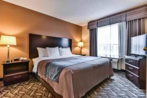 Un pat sau paturi într-o cameră la Comfort Inn & Suites Ambassador Bridge +20 fotografii
