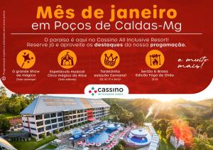 a poster of a resort with a picture of a building at Cassino All Inclusive Resort Poços de Caldas By Nacional Inn in Poços de Caldas
