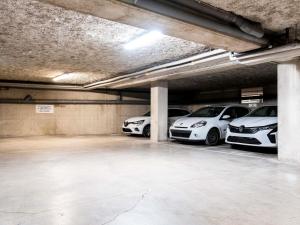 ein Parkhaus mit drei Autos, die darin geparkt sind in der Unterkunft Ibis Styles Lyon Villeurbanne Parc de la Tête d'Or in Villeurbanne