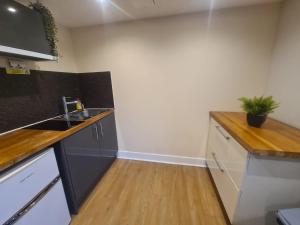 a kitchen with a sink and a counter top at City Centre Studios in Newcastle upon Tyne