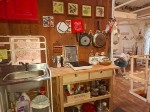 a kitchen with a sink and a counter top at Casa de Aldeia Vale do Mondego in Guarda +30 photos