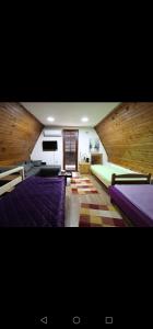 Vikendica Dunav i SAVA في دونيي ميلانوفاتس: غرفة كبيرة بسريرين وتلفزيون