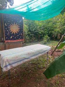 Centro Holistico Casa Orion في سانتا كروز: مرتبة موضوعة تحت خيمة في فناء