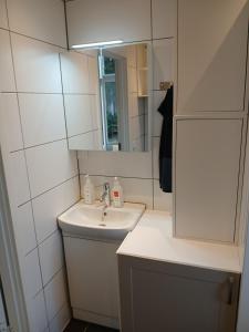 Et badeværelse på Exklusivt hus med sjöutsikt