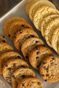 a box of chocolate chip cookies on a table at Garner Hotel Mahwah by IHG in Mahwah
