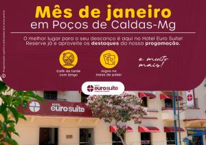 una señal para un restaurante frente a un edificio en Hotel Euro Suite Poços de Caldas By Nacional Inn, en Poços de Caldas