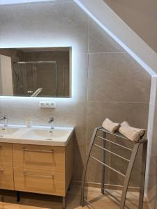 a bathroom with a sink and a mirror at Carpe Diem in Ath