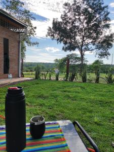 un tavolo da picnic con vista su un campo di Quinta los Buhos a Nueva Colombia