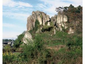 a rocky hill with trees and flowers on it at Utsunomiya Inter Resort Hotel - Vacation STAY 68891v in Utsunomiya +26 photos