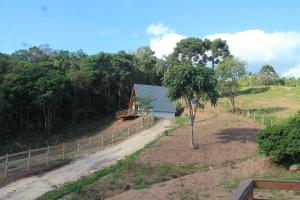 Chalé Amorência في كامبو لارغو: منزل على تلة مع شجرة