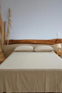 a bed with two pillows on top of it at Studio Privativo aprox 2,7 km Centro, Praia Clube c Ar Condicionado in Uberlândia +28 photos