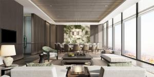 un rendu d'un salon avec une table et des chaises dans l'établissement DoubleTree by Hilton Zhangzhou, à Zhangzhou
