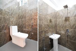 un baño con inodoro y lavabo en Collection O High Court Lucknow, en Vibhuti Khand