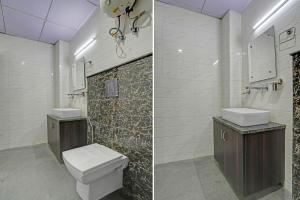 two pictures of a bathroom with a toilet and sink at Super Townhouse Sector 9 Gurgaon in Gurgaon