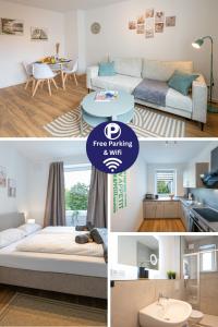 Ένα ή περισσότερα κρεβάτια σε δωμάτιο στο Sailor's Cabin - Neues Apartment in Deichnähe mit Garage von STAY YOUR WAY