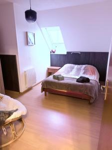 a bedroom with a bed and a window at Gîte au secret des vignes in Bergholtz
