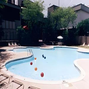 a large swimming pool with balls in the water at Valley Forge Casino Resort in Betzwood