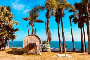 a hobbit house on the beach with palm trees at OceansideRanch Miyazaki in Miyazaki