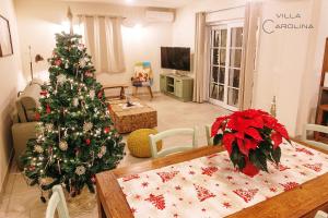 - un salon avec un arbre de Noël dans l'établissement Villa Carolina, à Izola