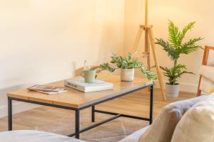 una mesa de centro con plantas en la sala de estar en Espectacular apartamento a 10 minutos de Pamplona, en Uterga