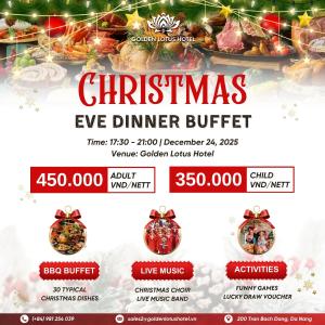 ダナンにあるGolden Lotus Hotel Da Nang - Rooftop Bar Sea Viewのクリスマスイブディナービュッフェのチラシ