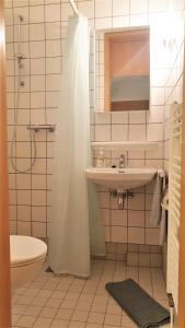 ein Badezimmer mit Dusche, Waschbecken und Toilette in der Unterkunft home31 in Hemmingen