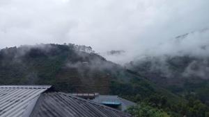 a view of a mountain with clouds in the distance at Shobha home stay in Vattavada