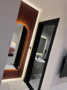 吉达استوديو النخيل الكلاسيكي的带镜子和水槽的浴室