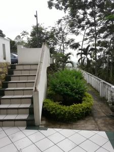 un conjunto de escaleras que conducen a una casa en Hotel Ecologico Riverside en Quevedo