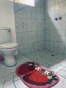 ein Badezimmer mit Toilette und einem Teppich auf dem Boden in der Unterkunft Chipatso in Cape Maclear