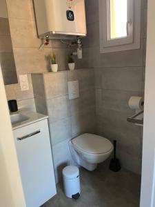 een kleine badkamer met toilet en wastafel bij Résidence Luna, Saint-Cyprien in Porto-Vecchio