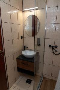 a bathroom with a sink and a mirror at FoRest Apartment 
