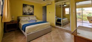 a bedroom with a bed and a mirror at Garden Condo in Sosúa +15 photos