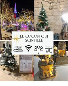 Cocon en bois Majeur - 4 couchages au cœur de Limoux في ليمو: مجموعة صور لزينة عيد الميلاد وشجرة عيد الميلاد