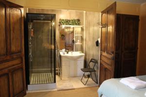 un bagno con doccia e lavandino di Au fil du temps 54 a Lironville Altre 16 foto