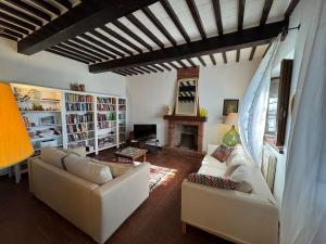 a living room with two couches and a fireplace at Allo Scoiattolo in Lucca