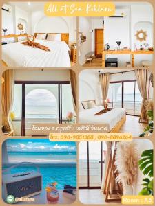 un collage de photos d'une chambre d'hôtel avec un lit dans l'établissement All at Sea Kohlarn, à Ko Larn