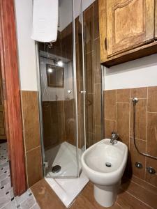 een badkamer met een douche, een toilet en een wastafel bij Garibaldi Suite in Turijn +22 foto's