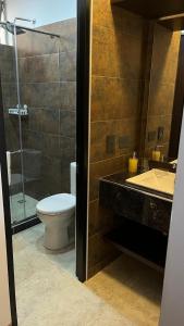 Koupelna v ubytování Hotel Laverdieri