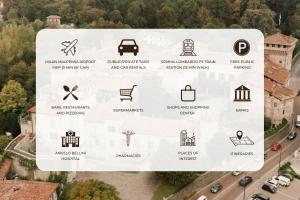 uma vista aérea de uma placa com ícones em Tilahome - Malpensa Apartment em Somma Lombardo