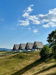 una fila de casas en un campo con un árbol en Monte zone, en Žabljak 110 fotos más